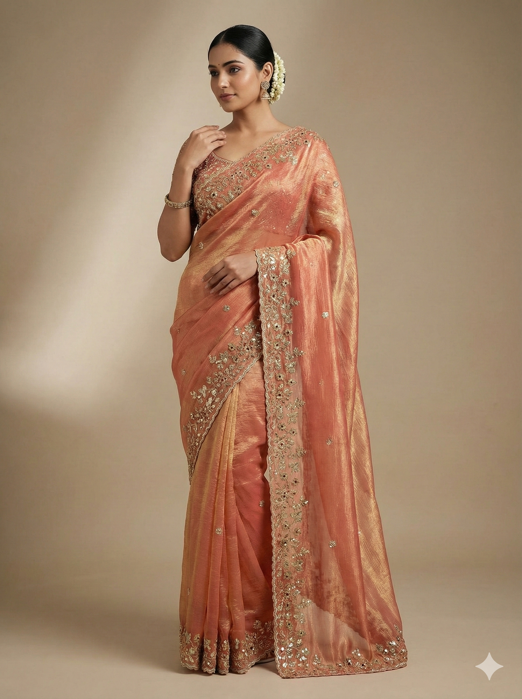 Fendy chiffon twoton work saree