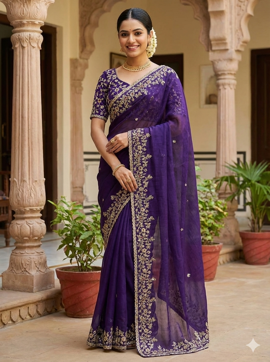 Fendy chiffon twoton work saree